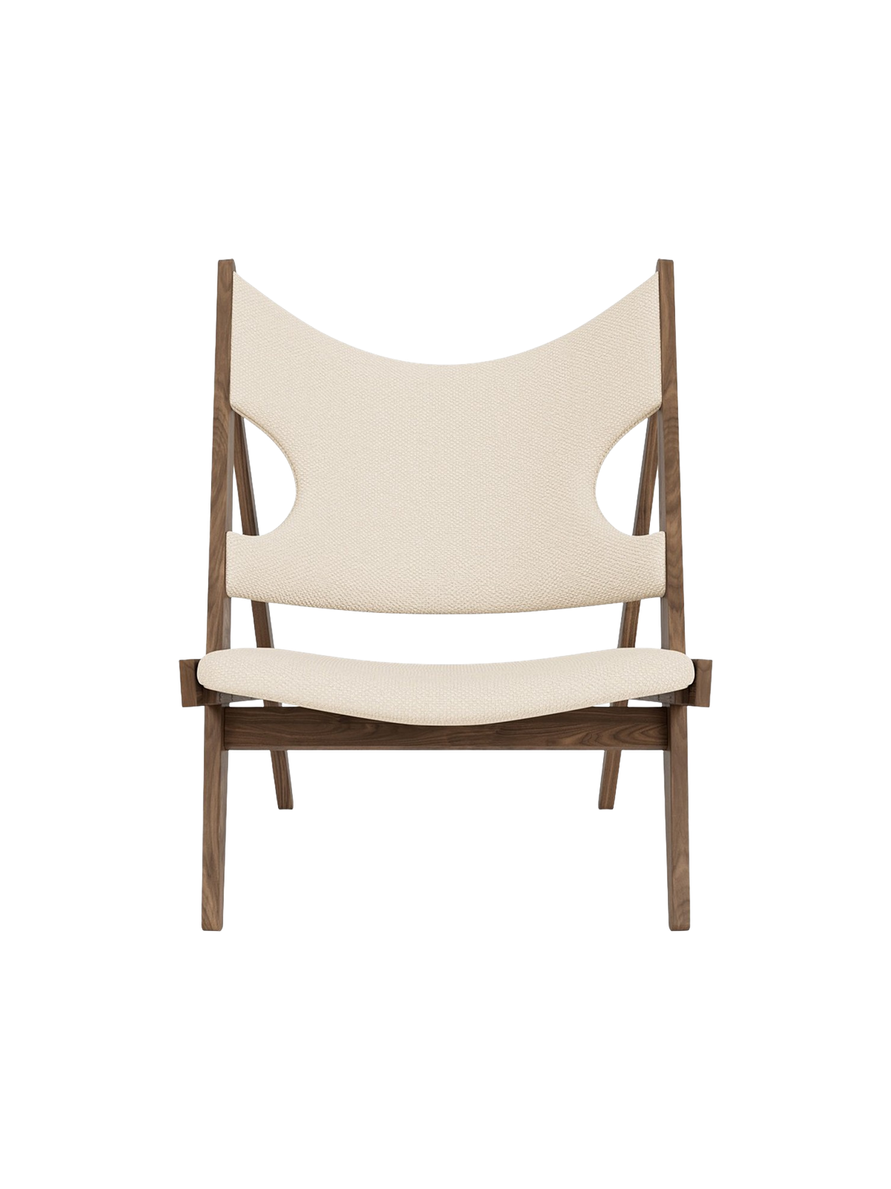 Lounge Chair in Textile Elbow Cut-Outs, Oak Frame