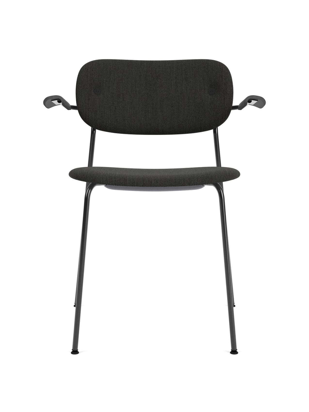Fully Upholstered Dining Chair with Armrests ¨C Black Base, Stackable