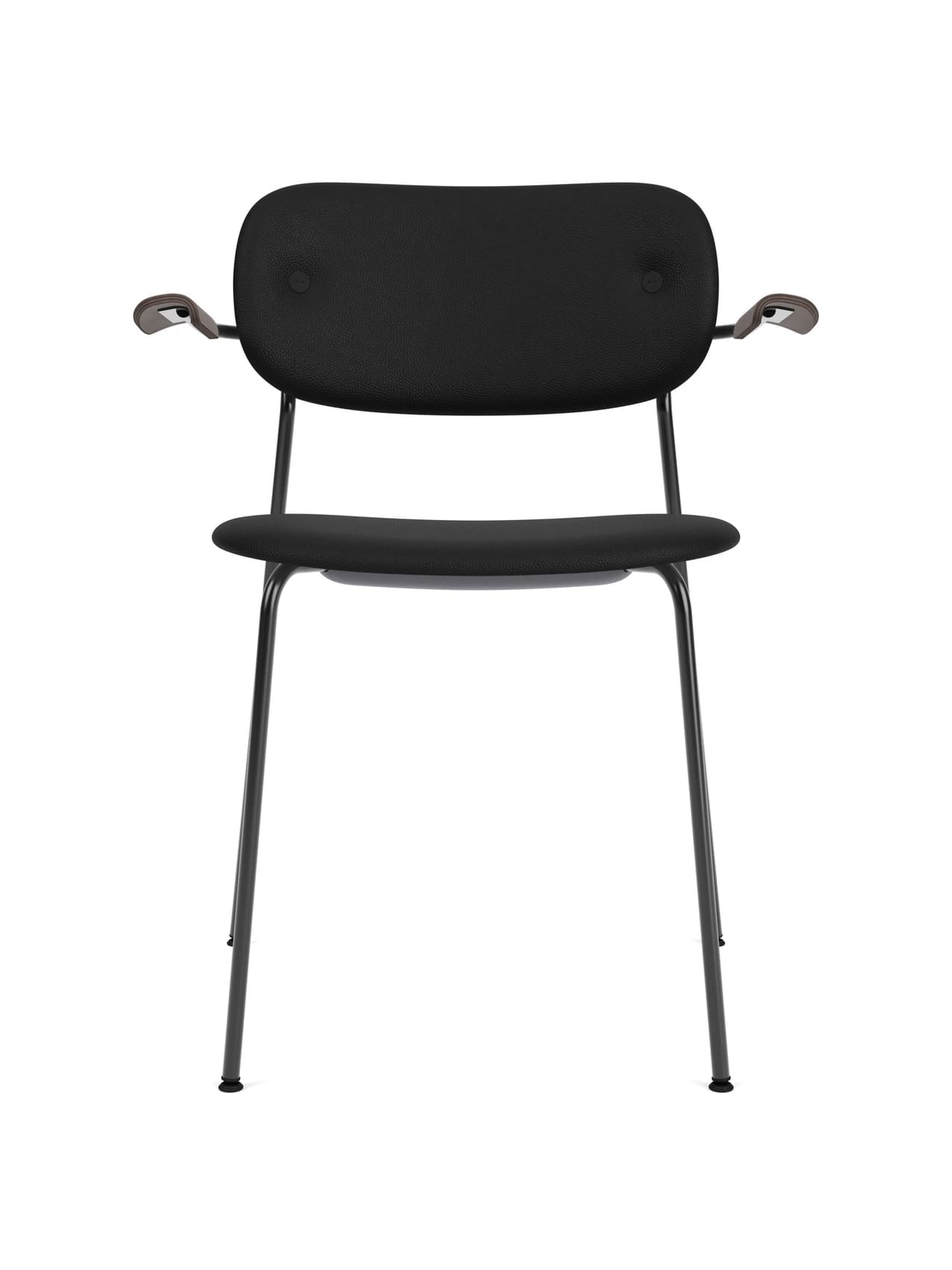 Fully Upholstered Dining Chair with Armrests ¨C Black Base, Stackable