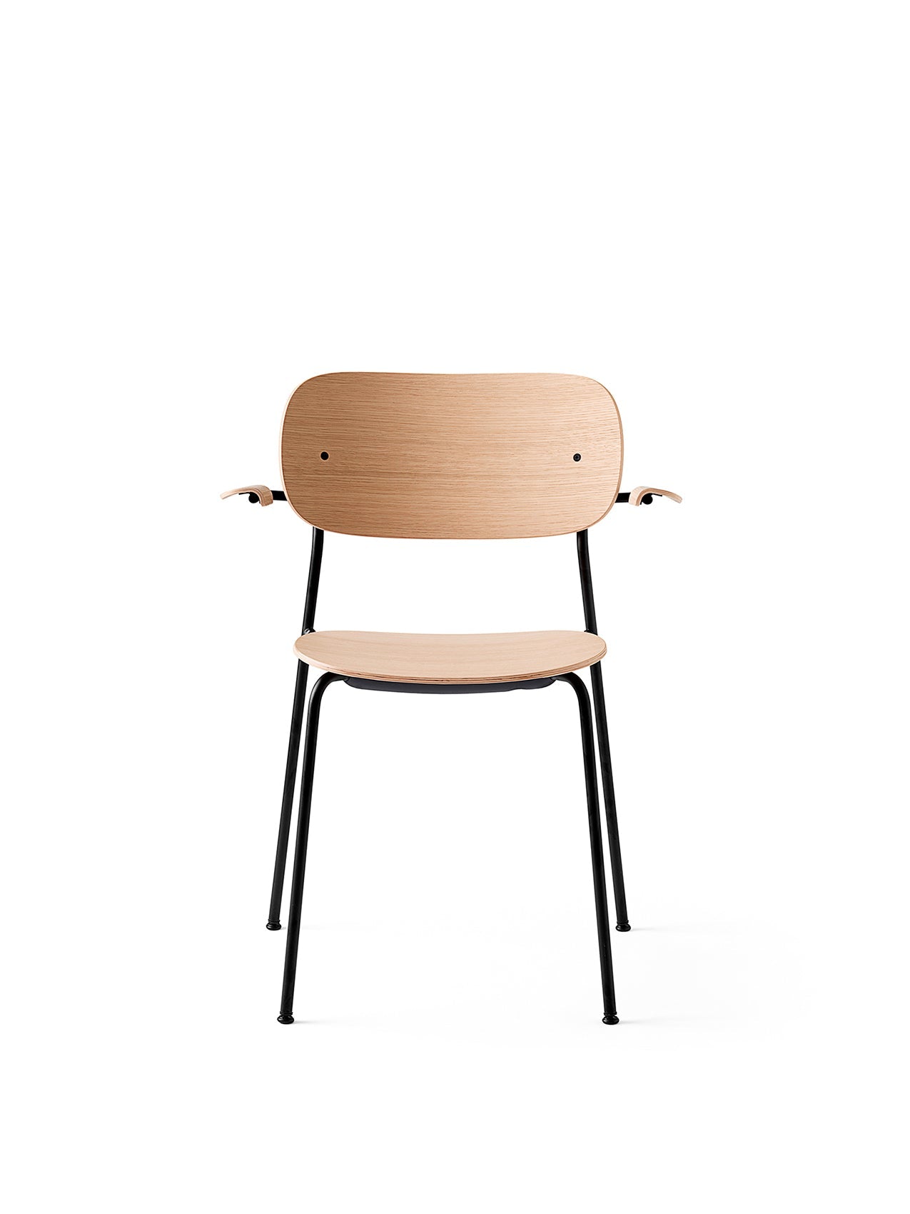Dining Chair with Armrests, Black Frame, Wood Veneer ¨C Stackable