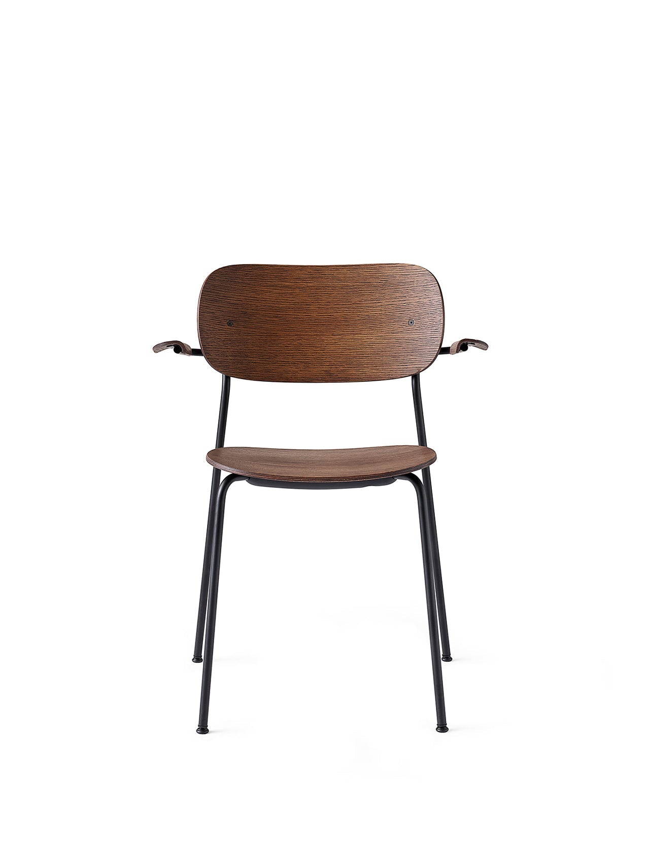 Dining Chair with Armrests, Black Frame, Wood Veneer ¨C Stackable