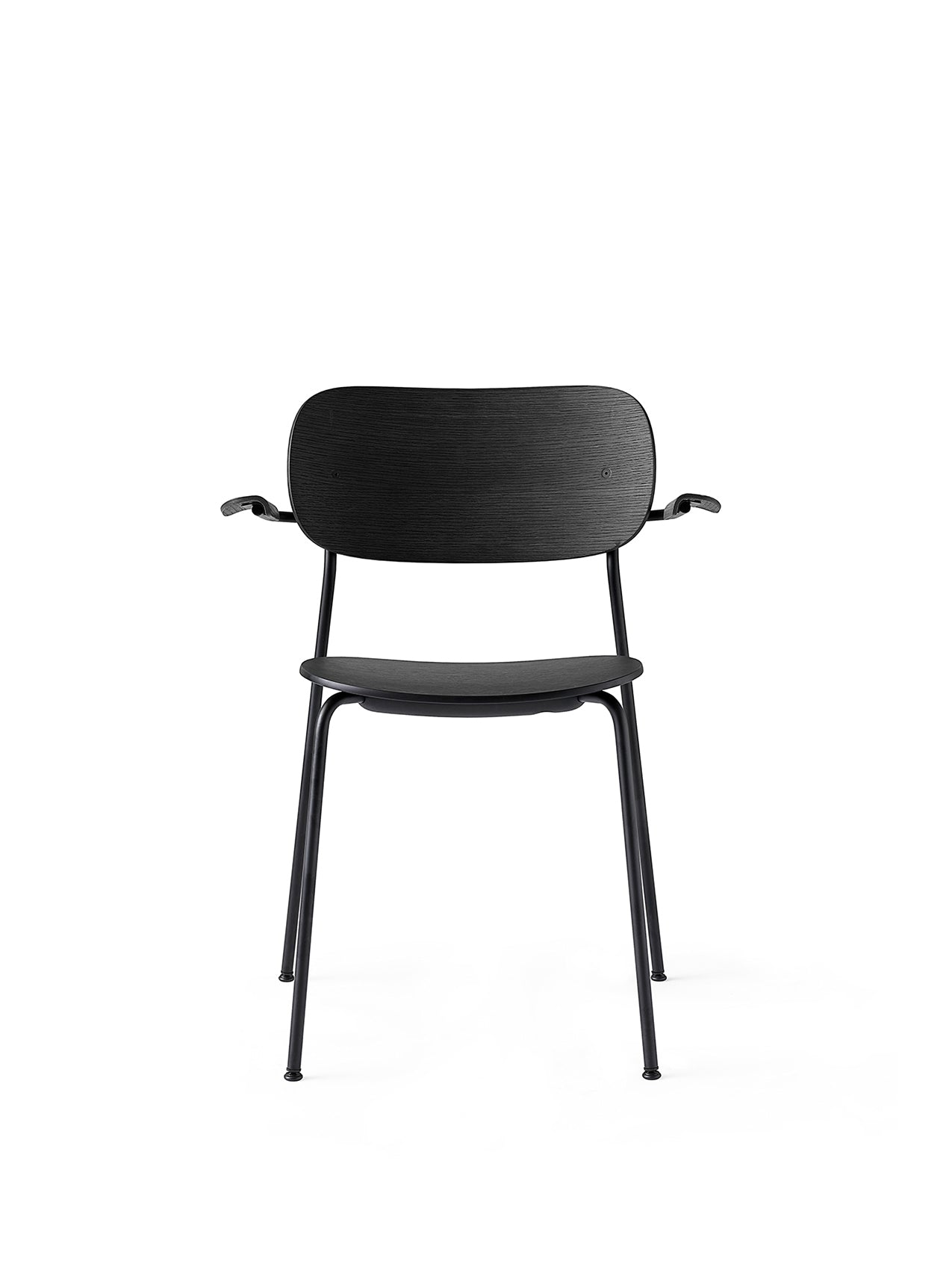 Dining Chair with Armrests, Black Frame, Wood Veneer ¨C Stackable
