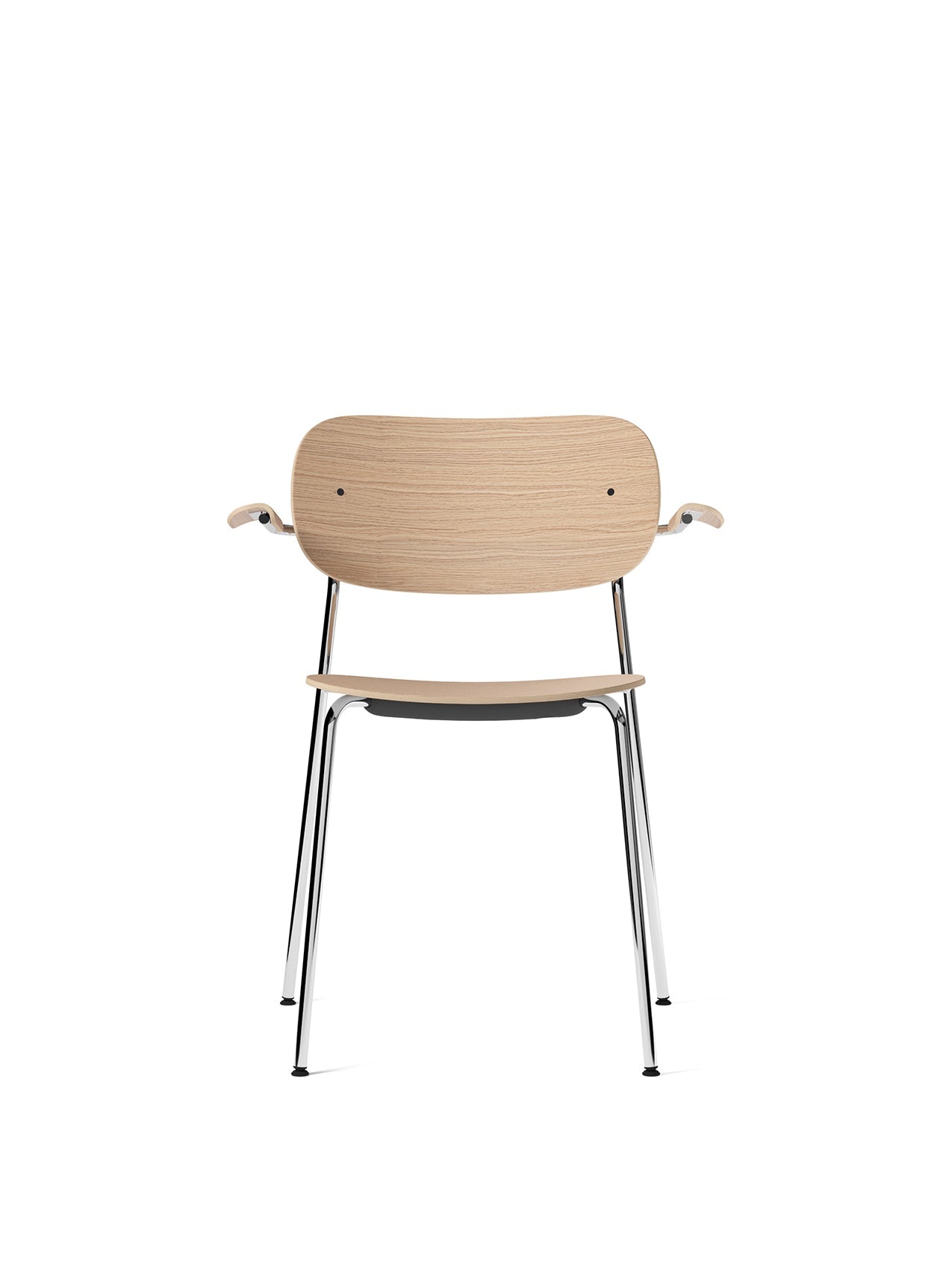 Dining Chair with Armrests ¨C Chrome Base, Veneer Back, Stackable