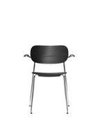 Dining Chair with Armrests ¨C Chrome Base, Veneer Back, Stackable