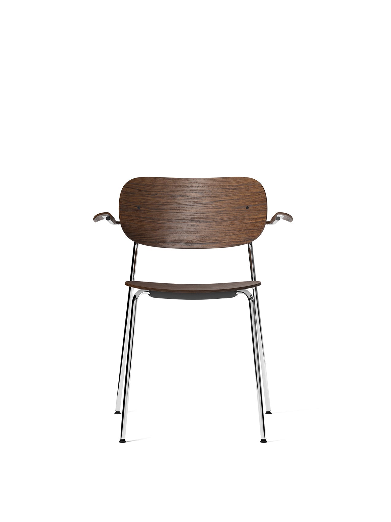 Dining Chair with Armrests ¨C Chrome Base, Veneer Back, Stackable
