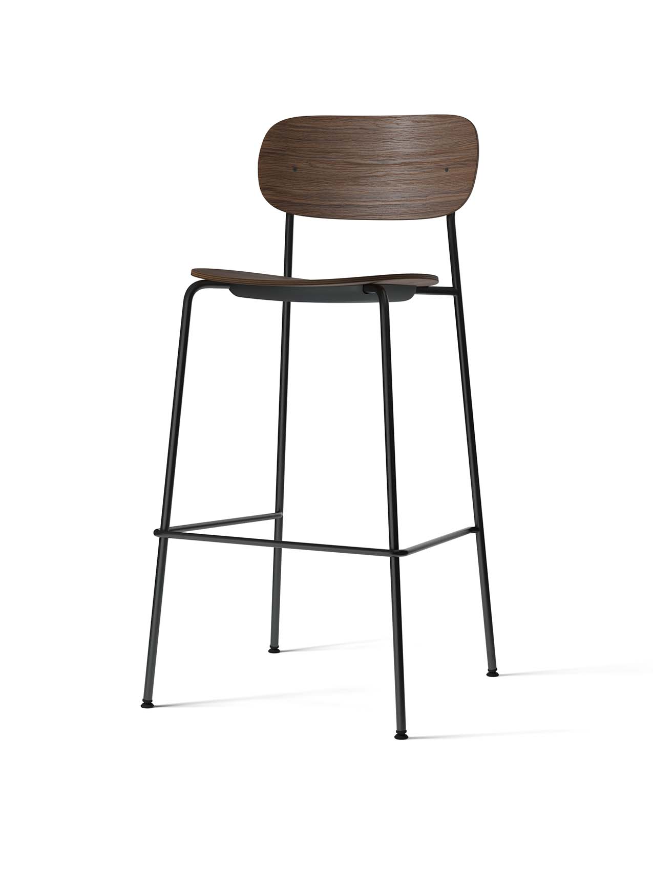Contoured Bar Chair with Wood Veneer ¨C Stackable, Footrest Included