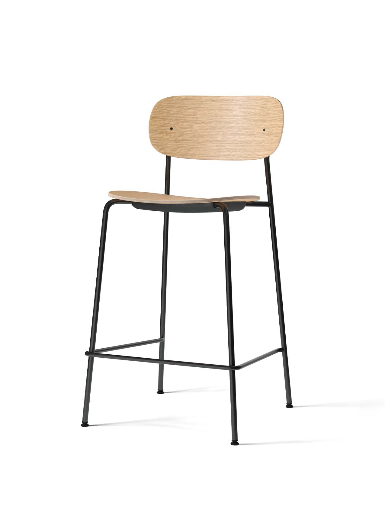 Contoured Counter Chair with Wood Veneer ¨C Stackable, Footrest