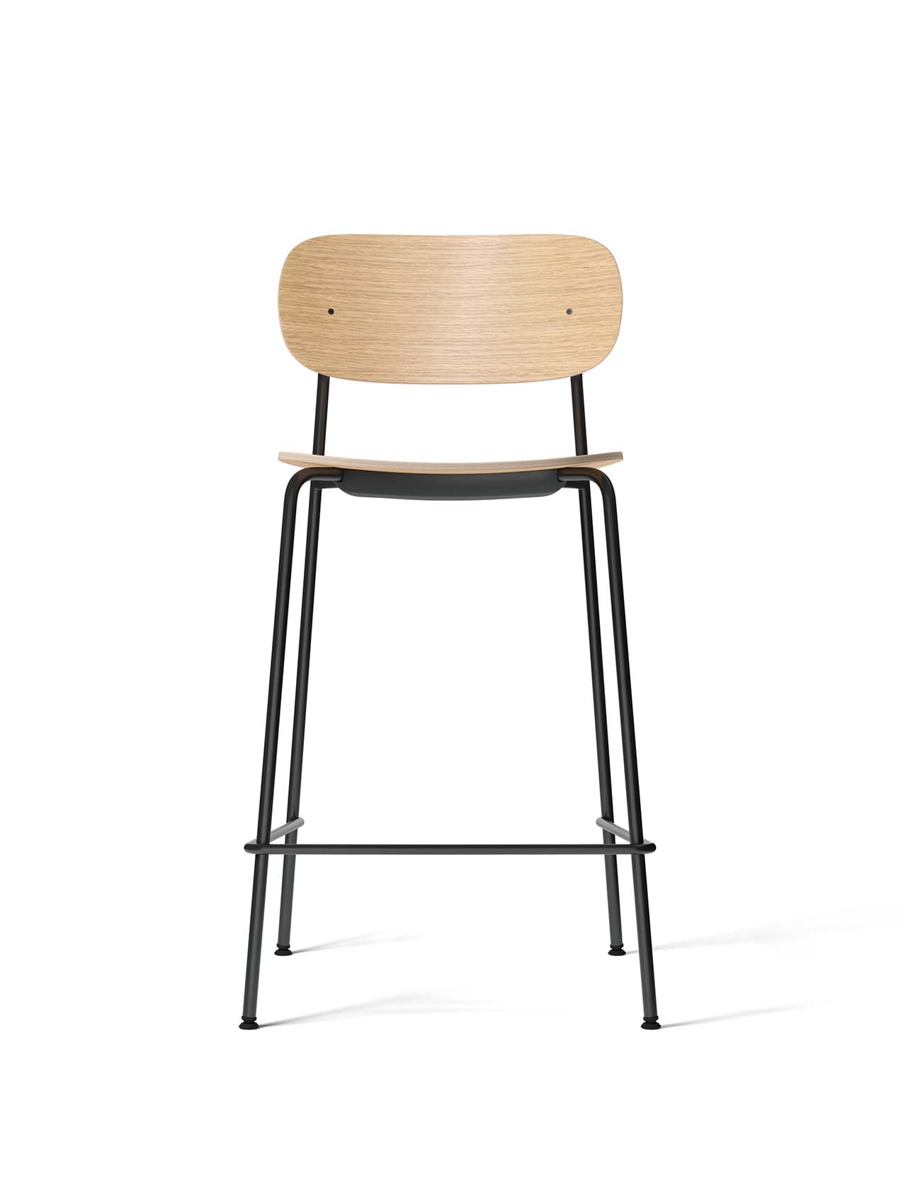Contoured Counter Chair with Wood Veneer ¨C Stackable, Footrest