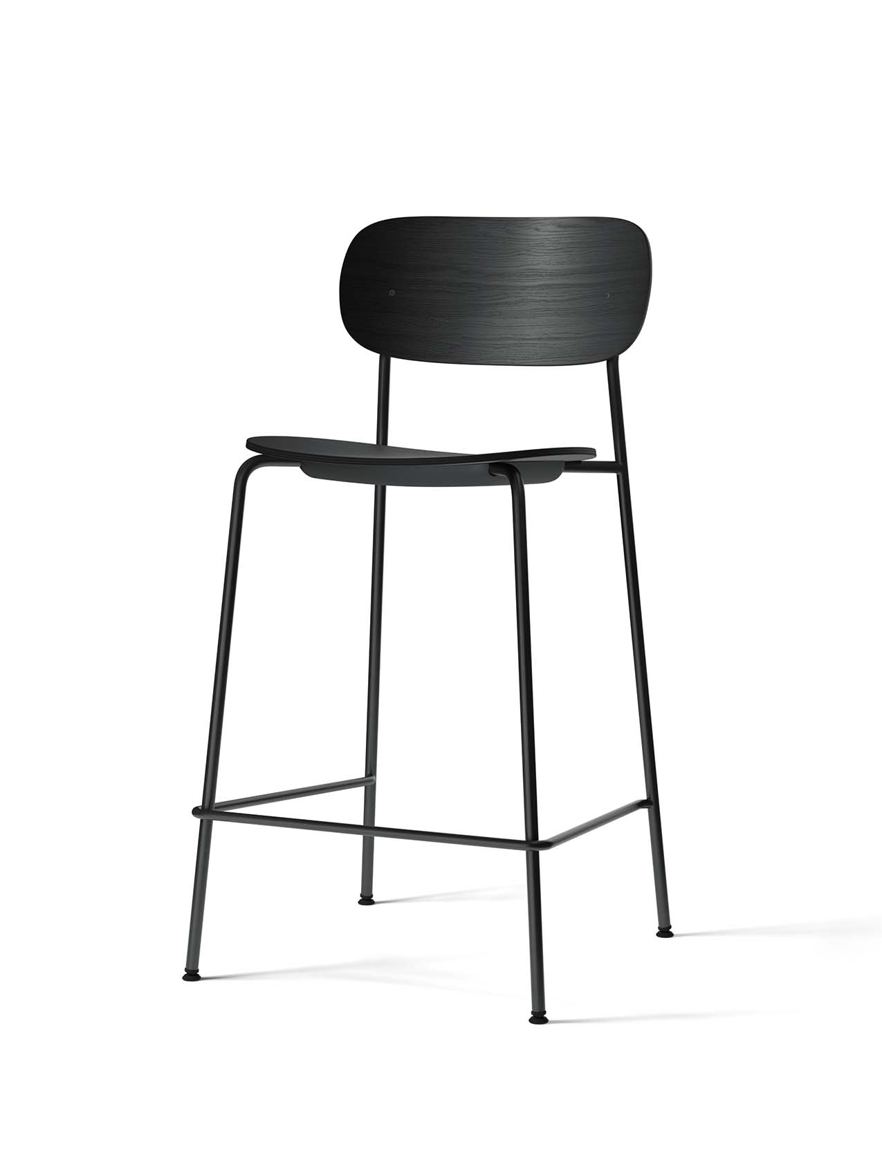 Contoured Counter Chair with Wood Veneer ¨C Stackable, Footrest