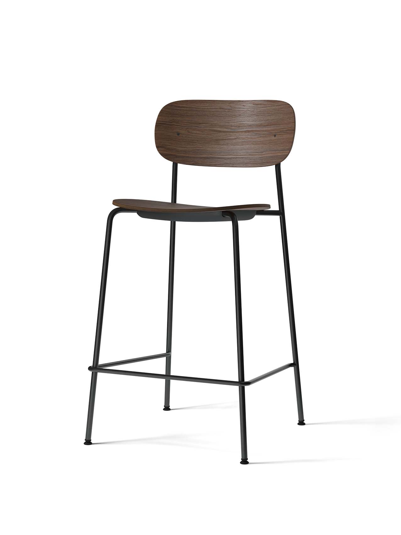 Contoured Counter Chair with Wood Veneer ¨C Stackable, Footrest