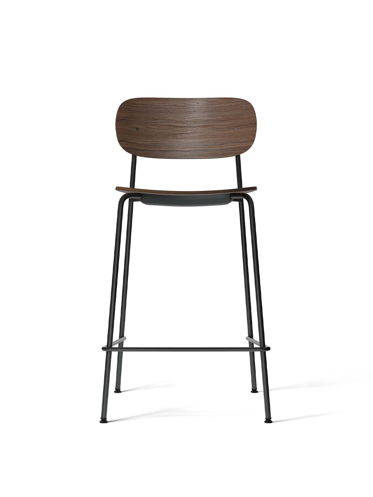 Contoured Counter Chair with Wood Veneer ¨C Stackable, Footrest