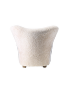 Lounge Chair in Sheepskin Curved Armchair, Oak Legs, Brass Casters