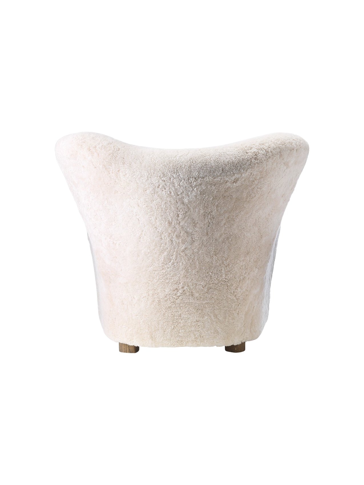 Lounge Chair in Sheepskin Curved Armchair, Oak Legs, Brass Casters