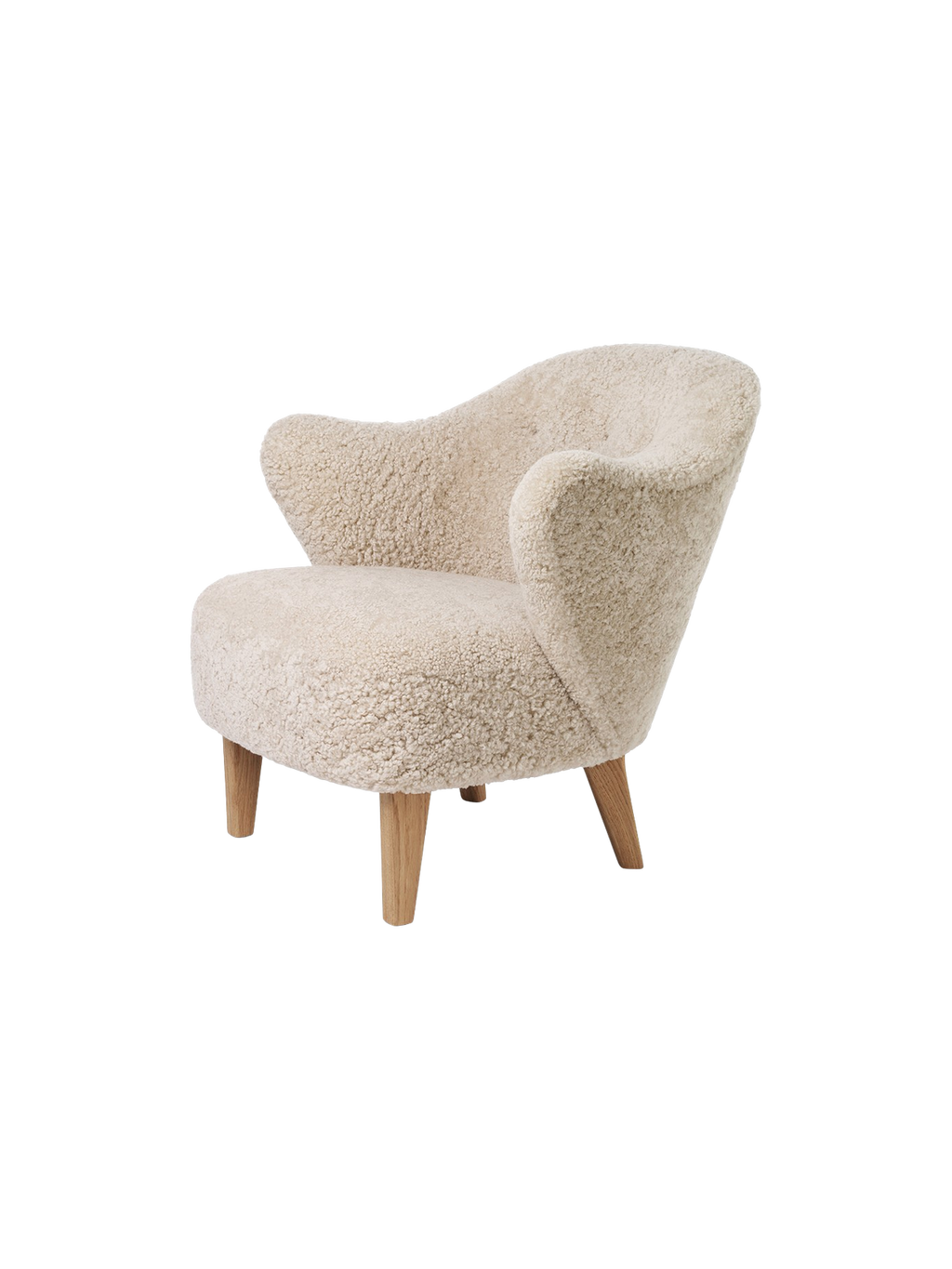 Compact Lounge Chair in Sheepskin Sculptural Armrests
