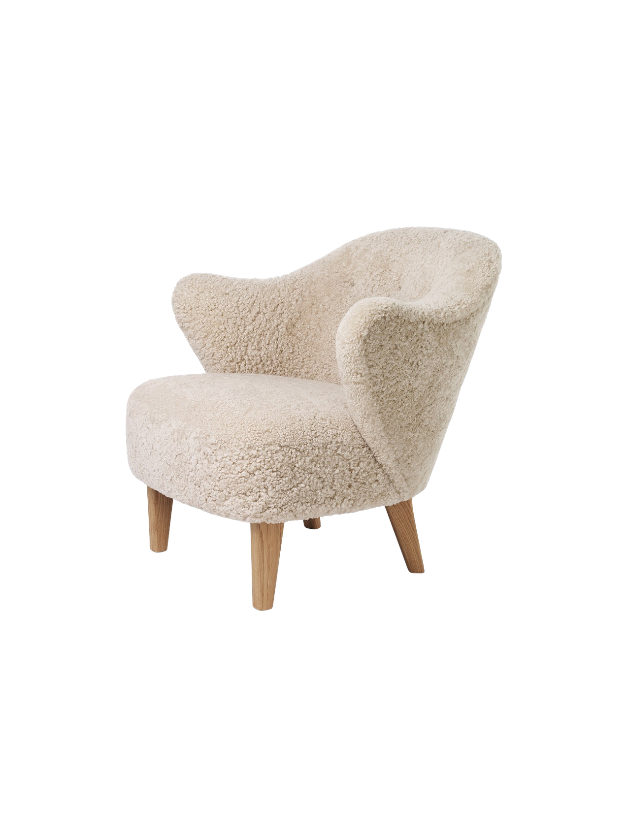 Compact Lounge Chair in Sheepskin Sculptural Armrests