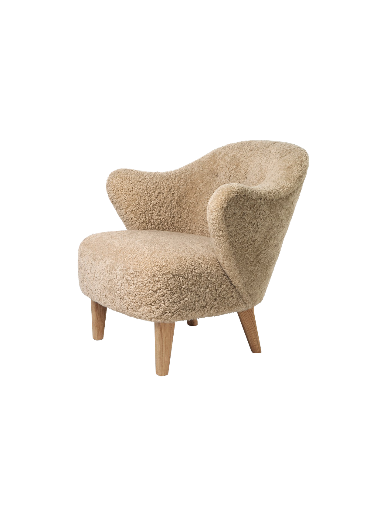 Compact Lounge Chair in Sheepskin Sculptural Armrests