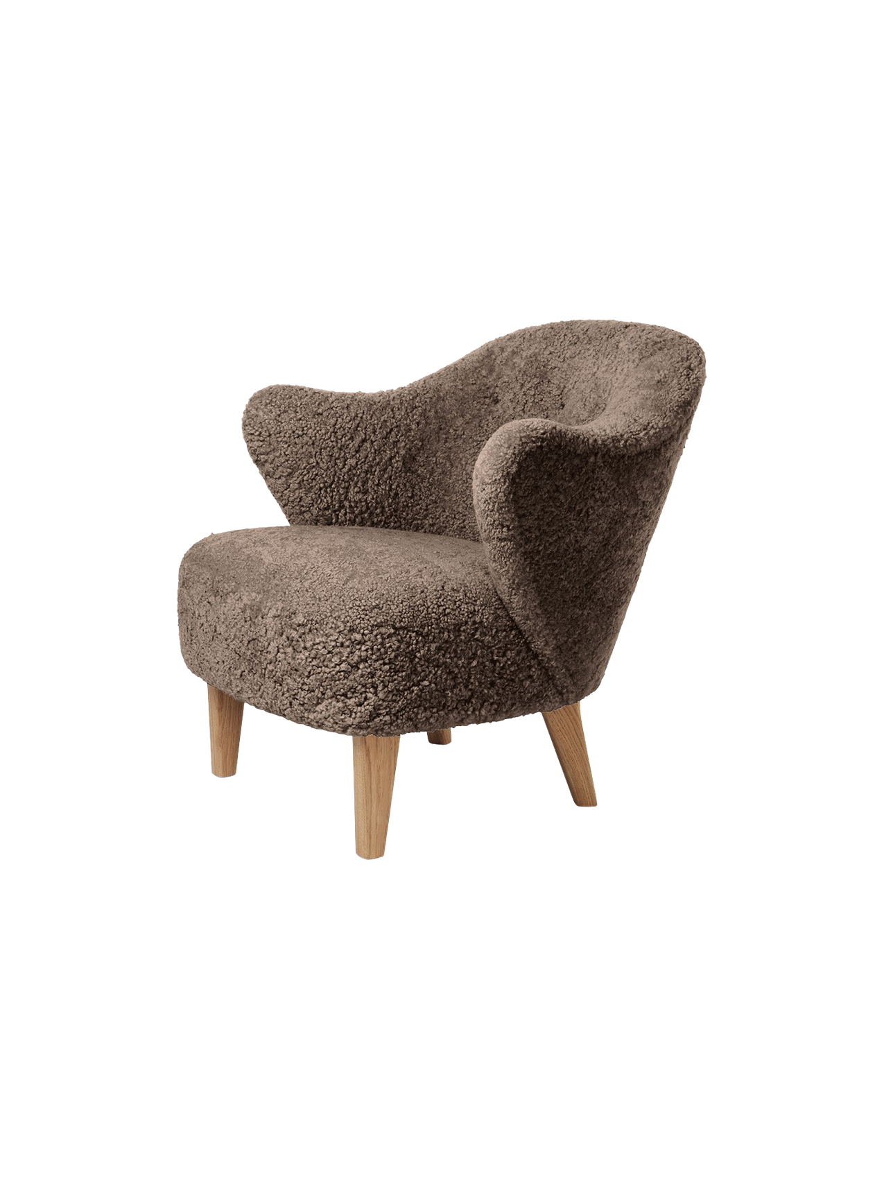 Compact Lounge Chair in Sheepskin Sculptural Armrests