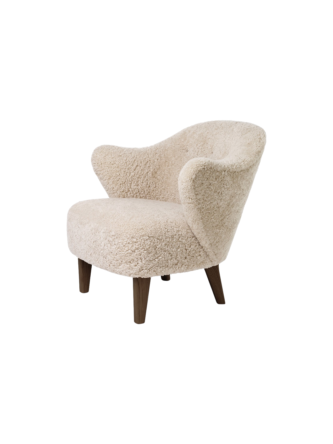 Compact Lounge Chair in Sheepskin Sculptural Armrests
