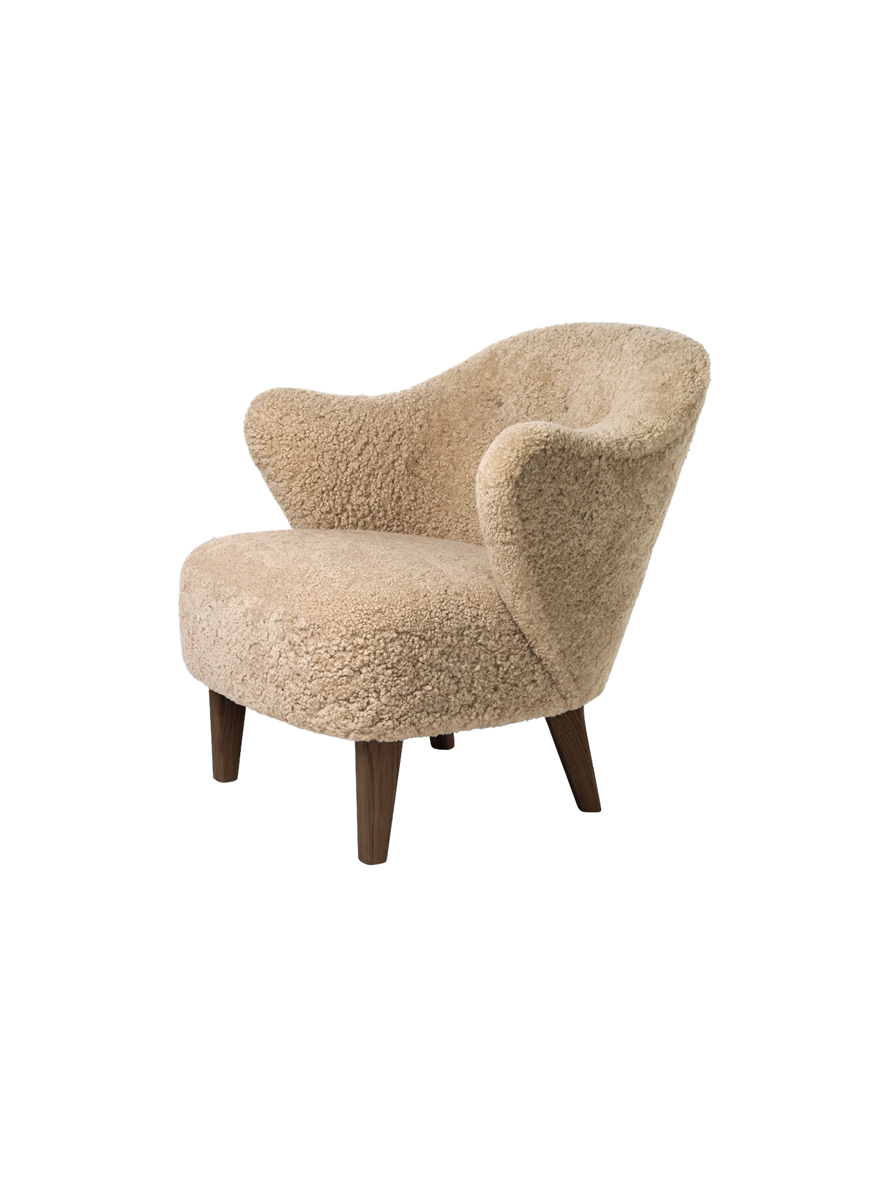 Compact Lounge Chair in Sheepskin Sculptural Armrests