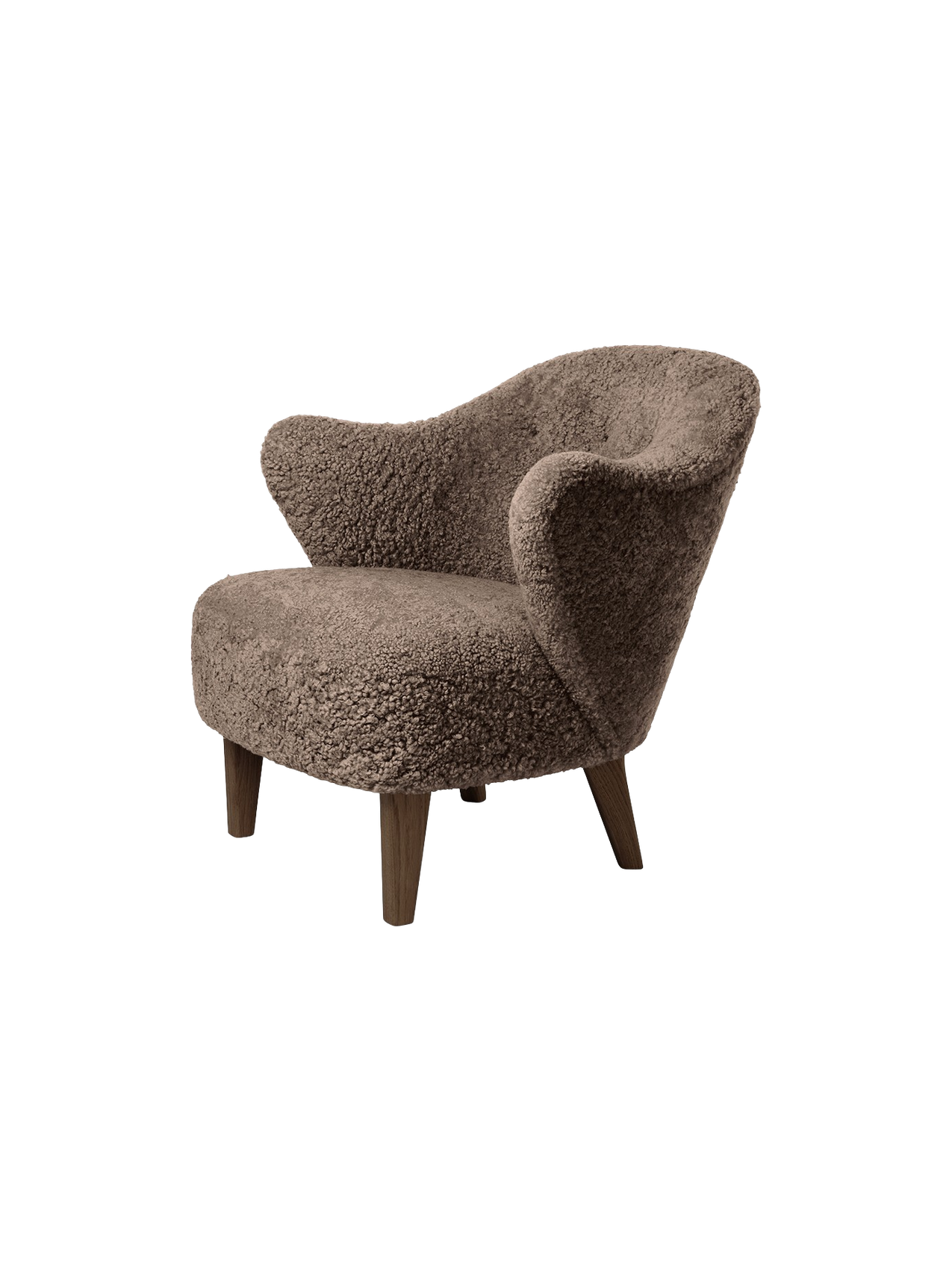 Compact Lounge Chair in Sheepskin Sculptural Armrests