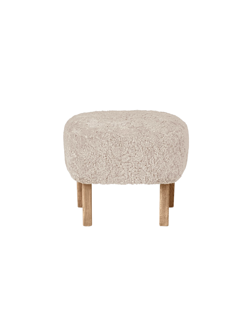 Compact Ottoman in Sheepskin Pairs with Lounge Chair