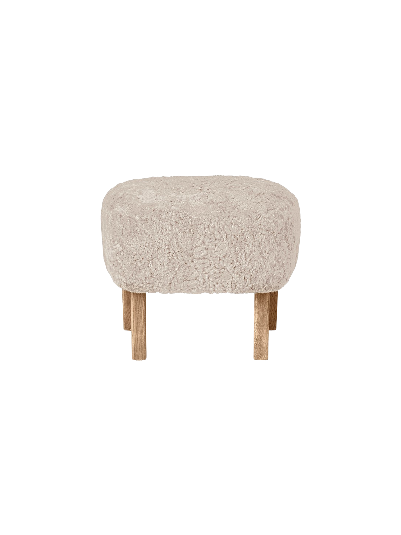 Compact Ottoman in Sheepskin Pairs with Lounge Chair
