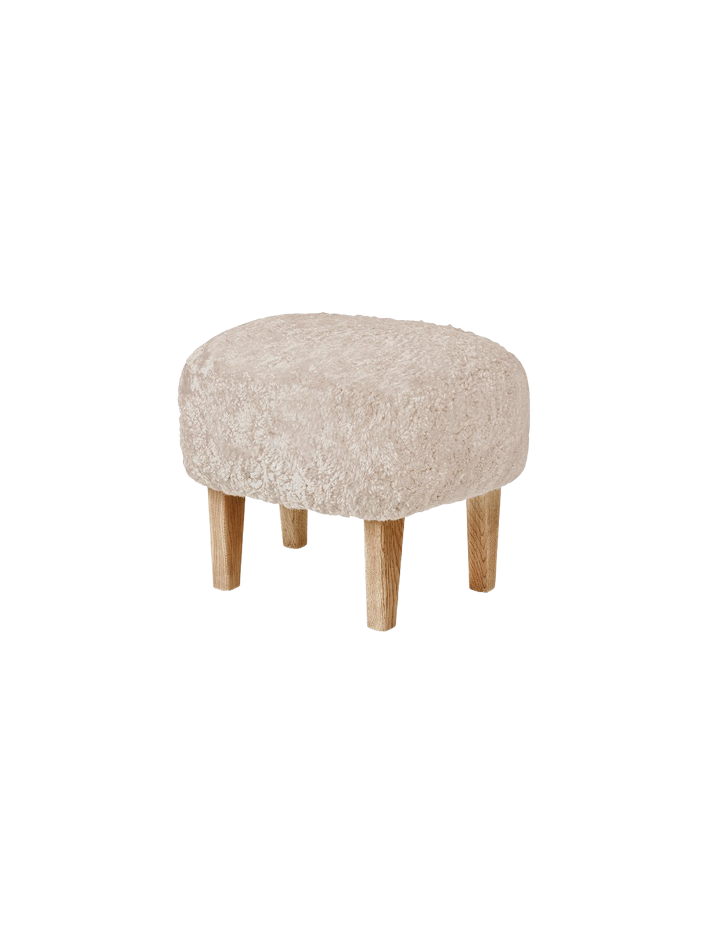 Compact Ottoman in Sheepskin Pairs with Lounge Chair