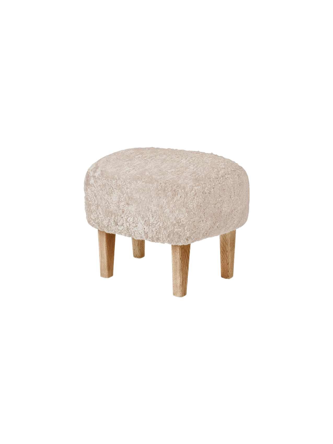 Compact Ottoman in Sheepskin Pairs with Lounge Chair