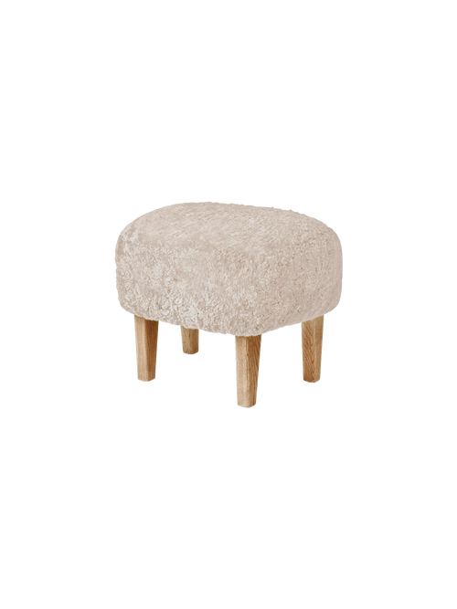 Compact Ottoman in Sheepskin Pairs with Lounge Chair