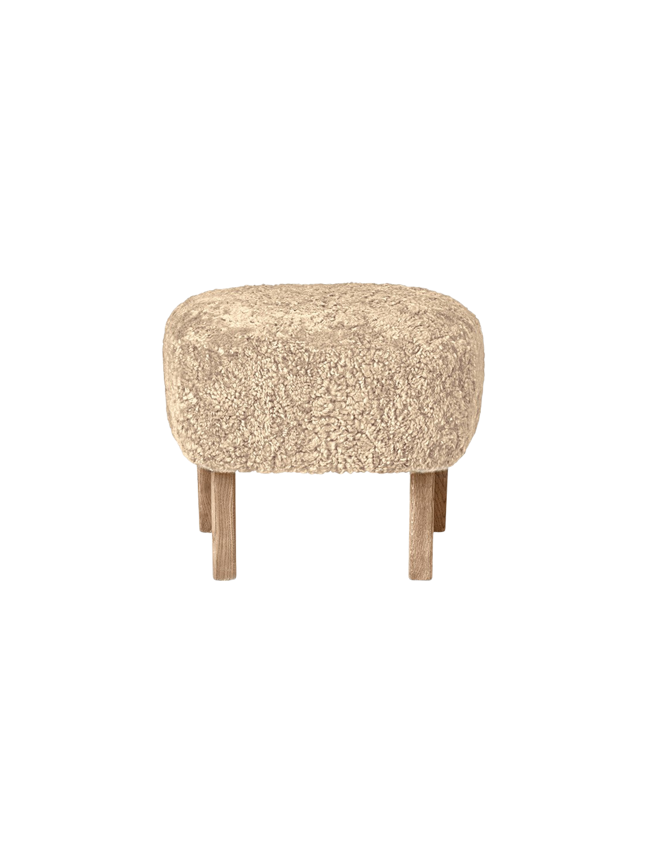 Compact Ottoman in Sheepskin Pairs with Lounge Chair
