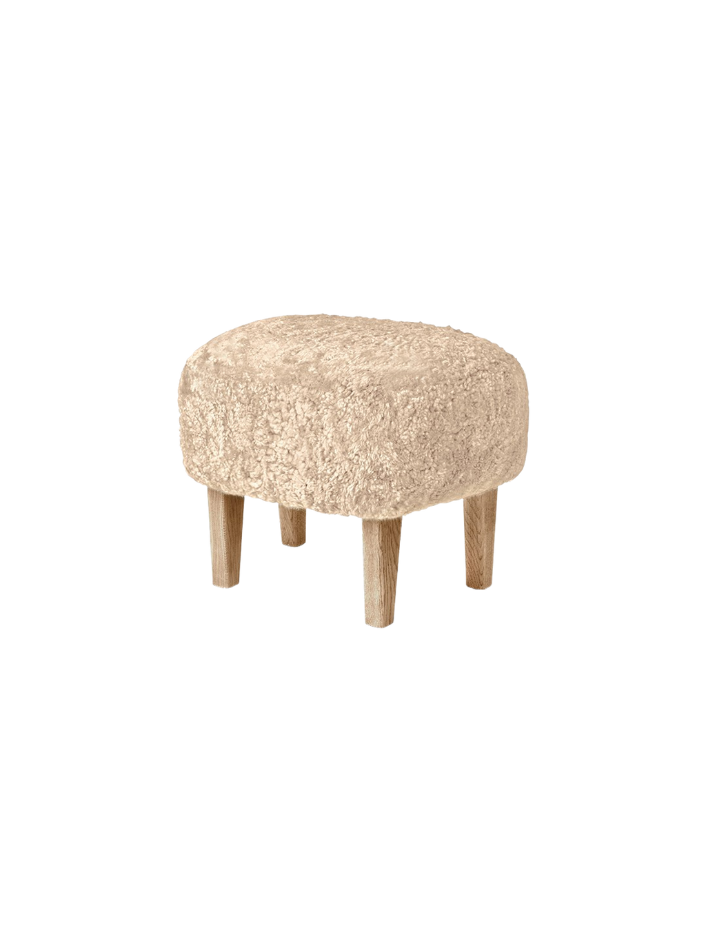 Compact Ottoman in Sheepskin Pairs with Lounge Chair