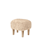 Compact Ottoman in Sheepskin Pairs with Lounge Chair