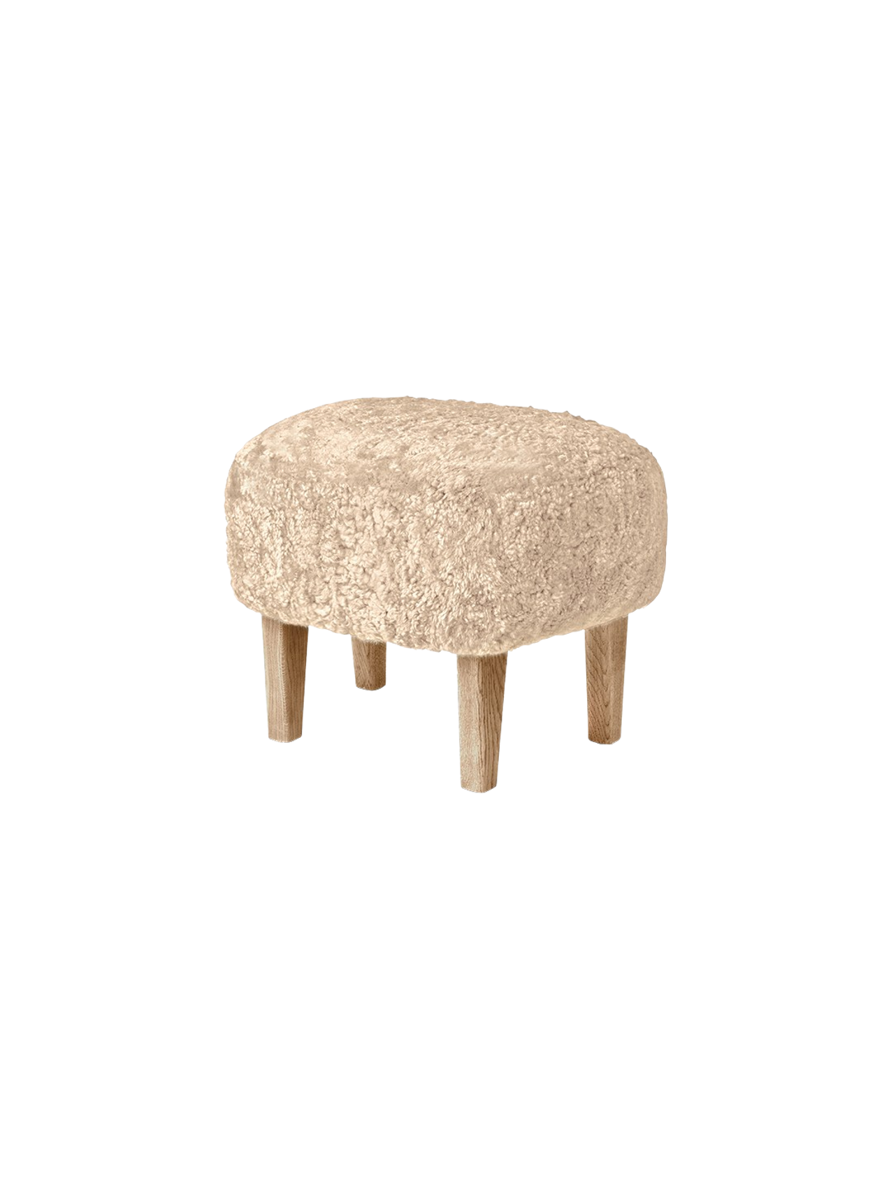 Compact Ottoman in Sheepskin Pairs with Lounge Chair
