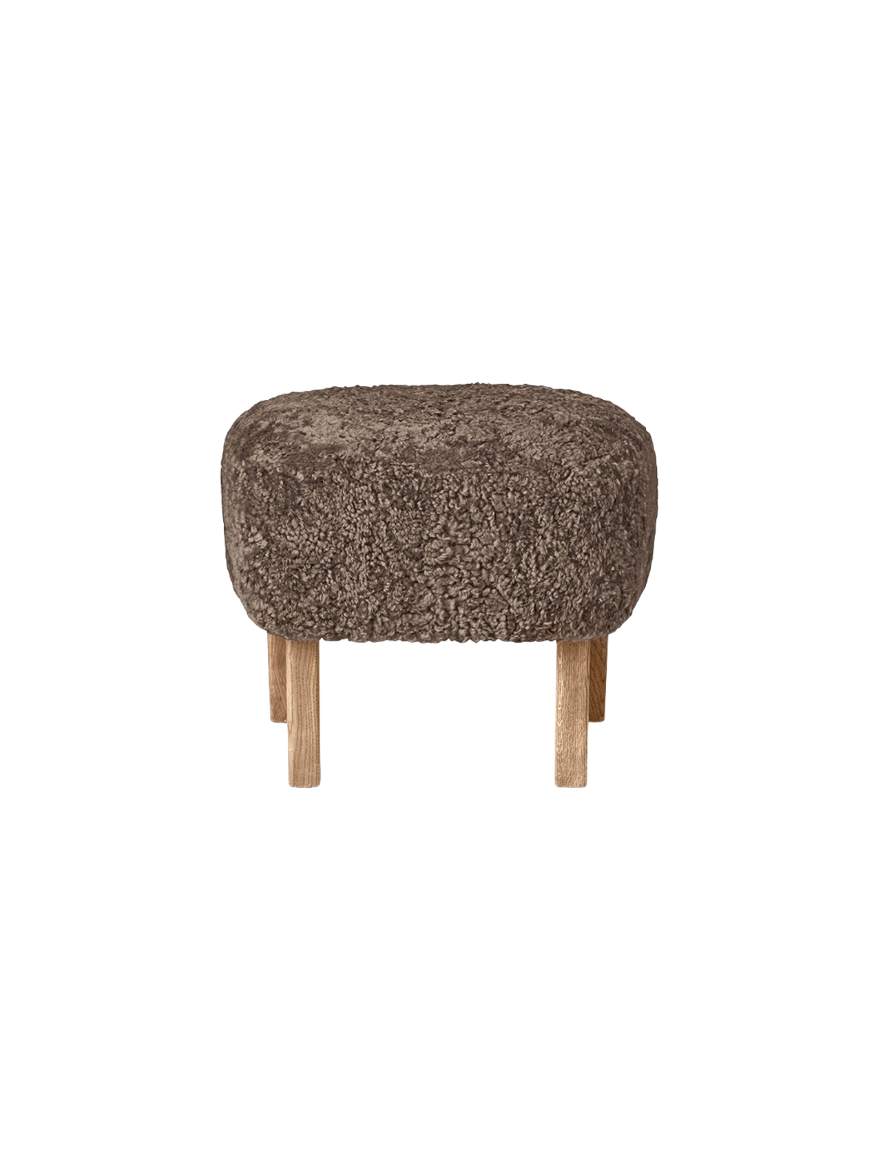 Compact Ottoman in Sheepskin Pairs with Lounge Chair