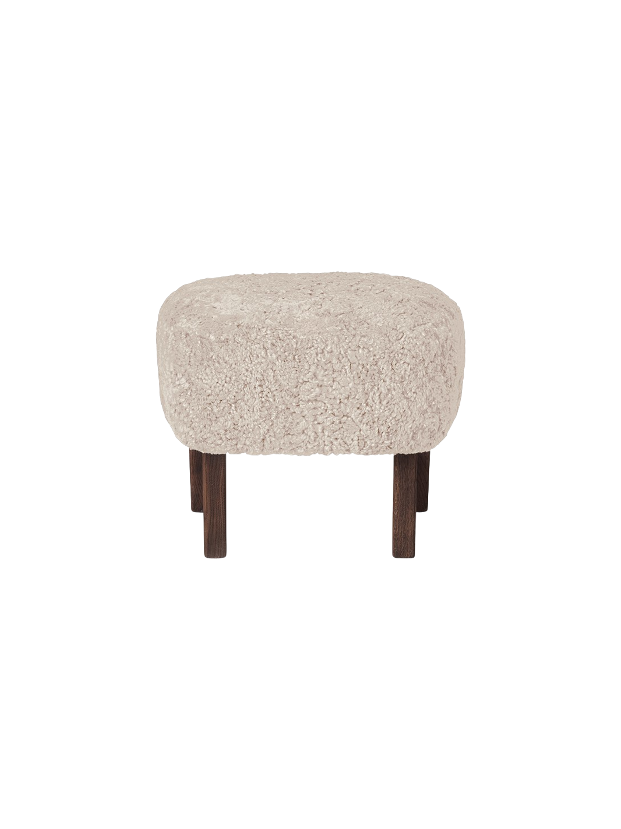 Compact Ottoman in Sheepskin Pairs with Lounge Chair