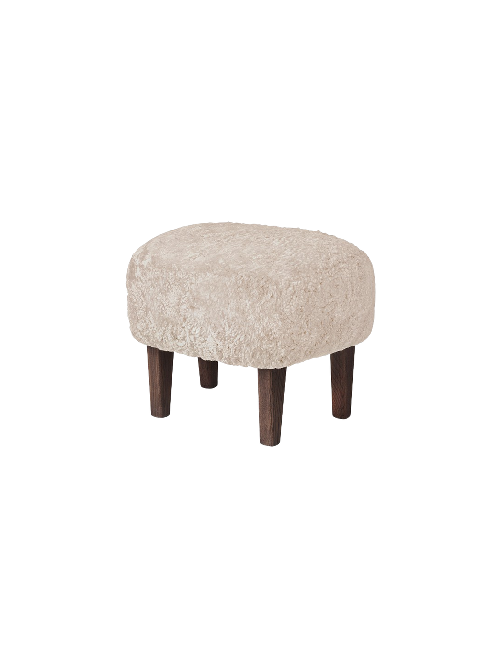 Compact Ottoman in Sheepskin Pairs with Lounge Chair