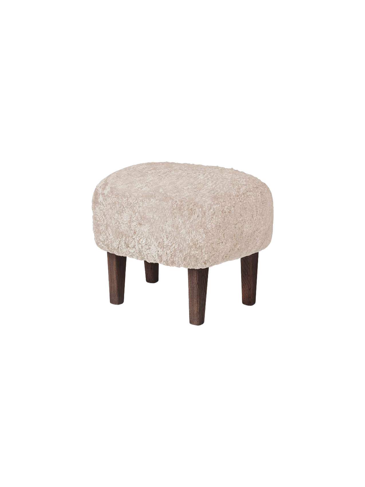 Compact Ottoman in Sheepskin Pairs with Lounge Chair