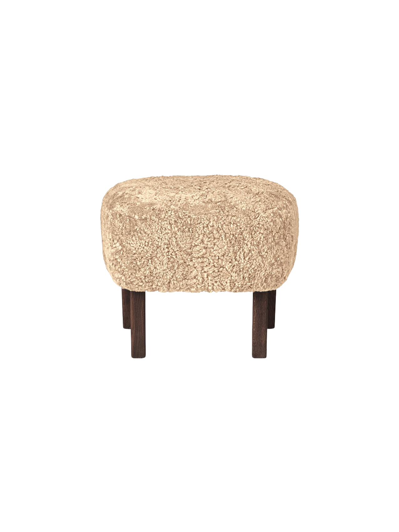Compact Ottoman in Sheepskin Pairs with Lounge Chair