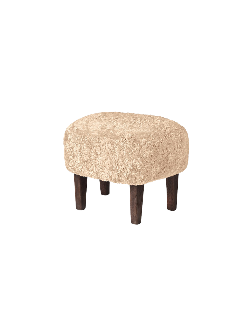 Compact Ottoman in Sheepskin Pairs with Lounge Chair