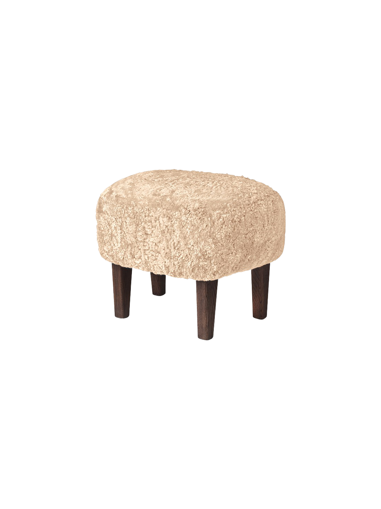 Compact Ottoman in Sheepskin Pairs with Lounge Chair