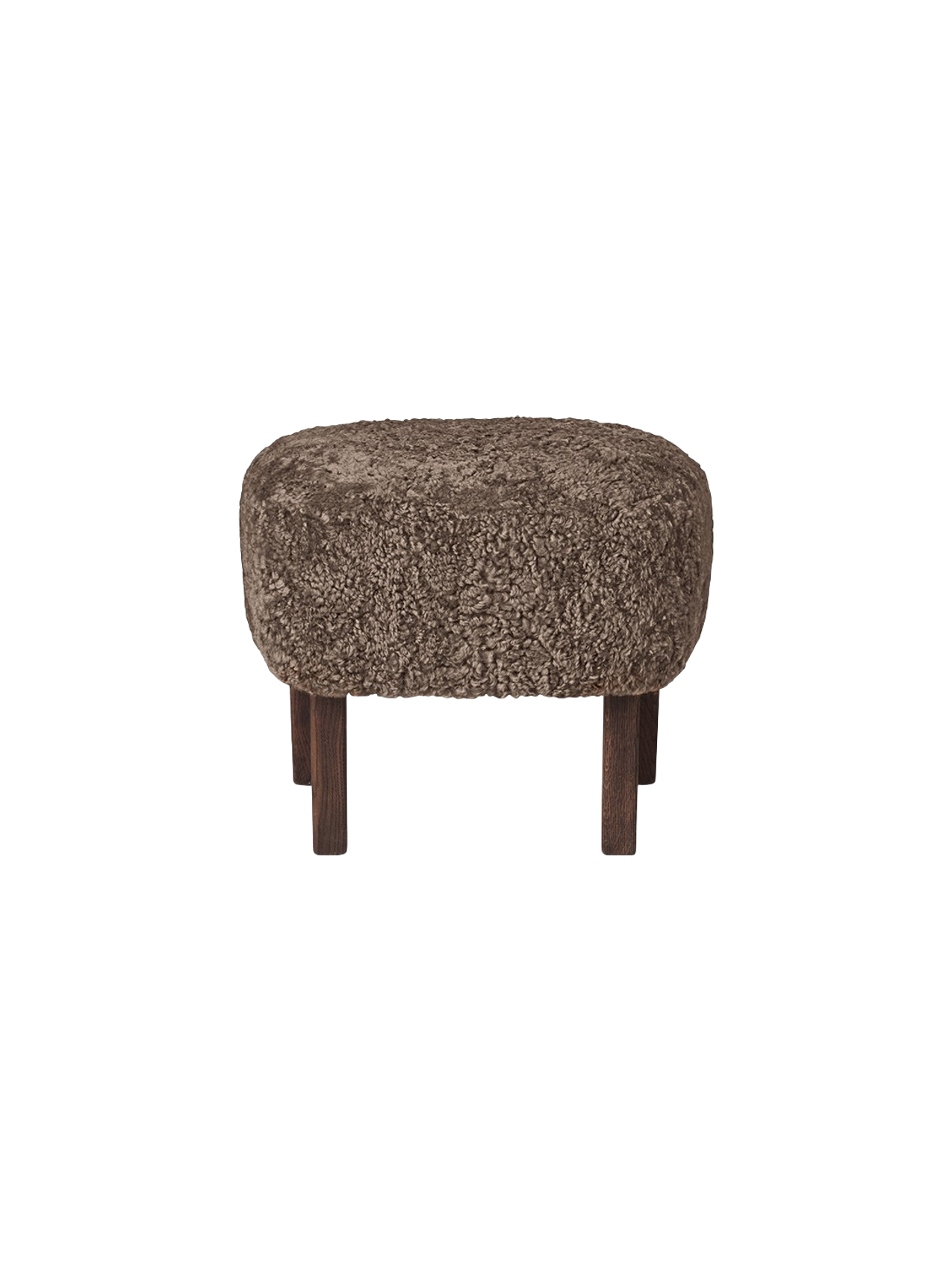 Compact Ottoman in Sheepskin Pairs with Lounge Chair