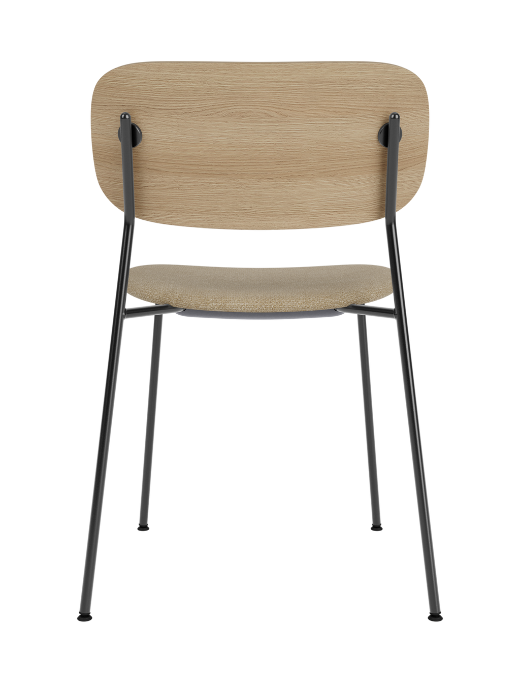 Dining Chair, Upholstered Seat ¨C Black Frame, Wide Veneer Back, Stackable