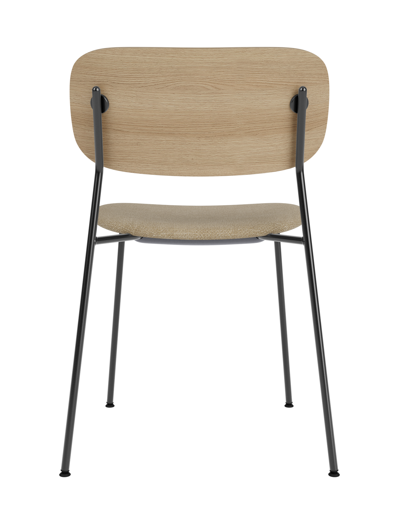Dining Chair, Upholstered Seat ¨C Black Frame, Wide Veneer Back, Stackable