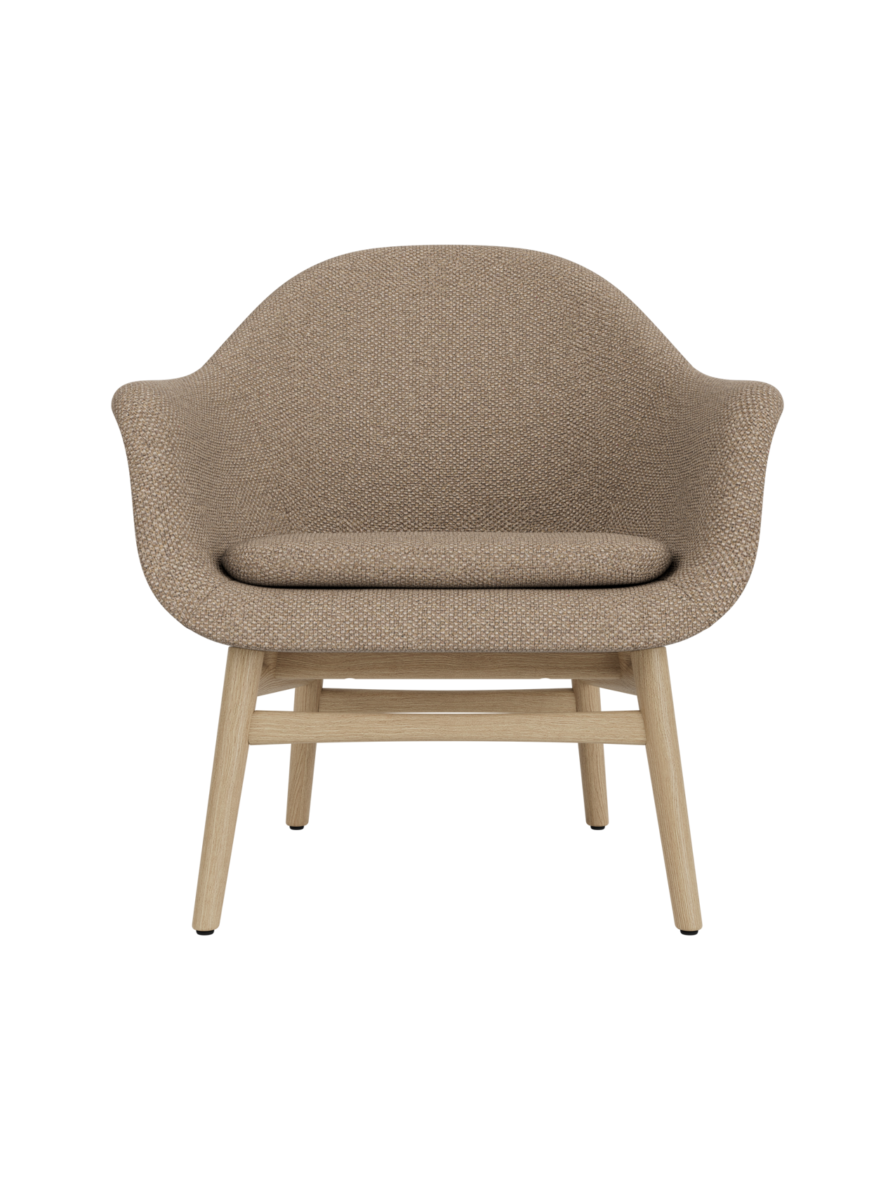 Lounge Chair on Solid Wood Frame Curved Shell, Angled Backrest