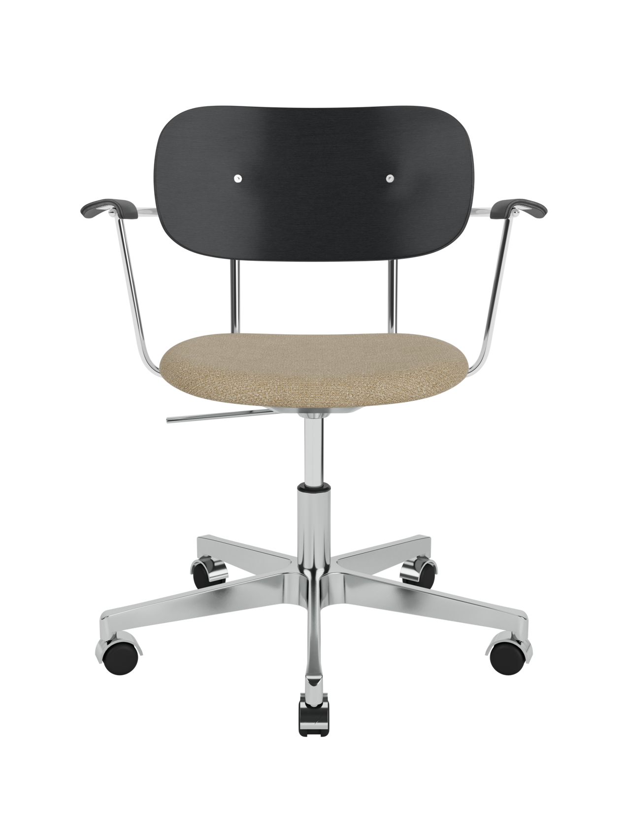 Task Chair, Upholstered Seat with Armrests ¨C Polished Aluminium Base