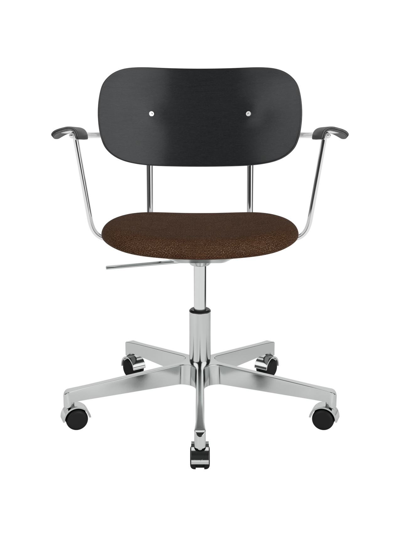 Task Chair, Upholstered Seat with Armrests ¨C Polished Aluminium Base