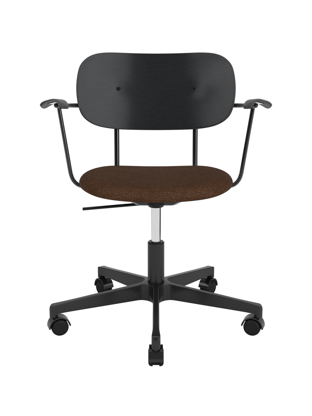 Task Chair, Upholstered Seat with Armrests Black Swivel Base