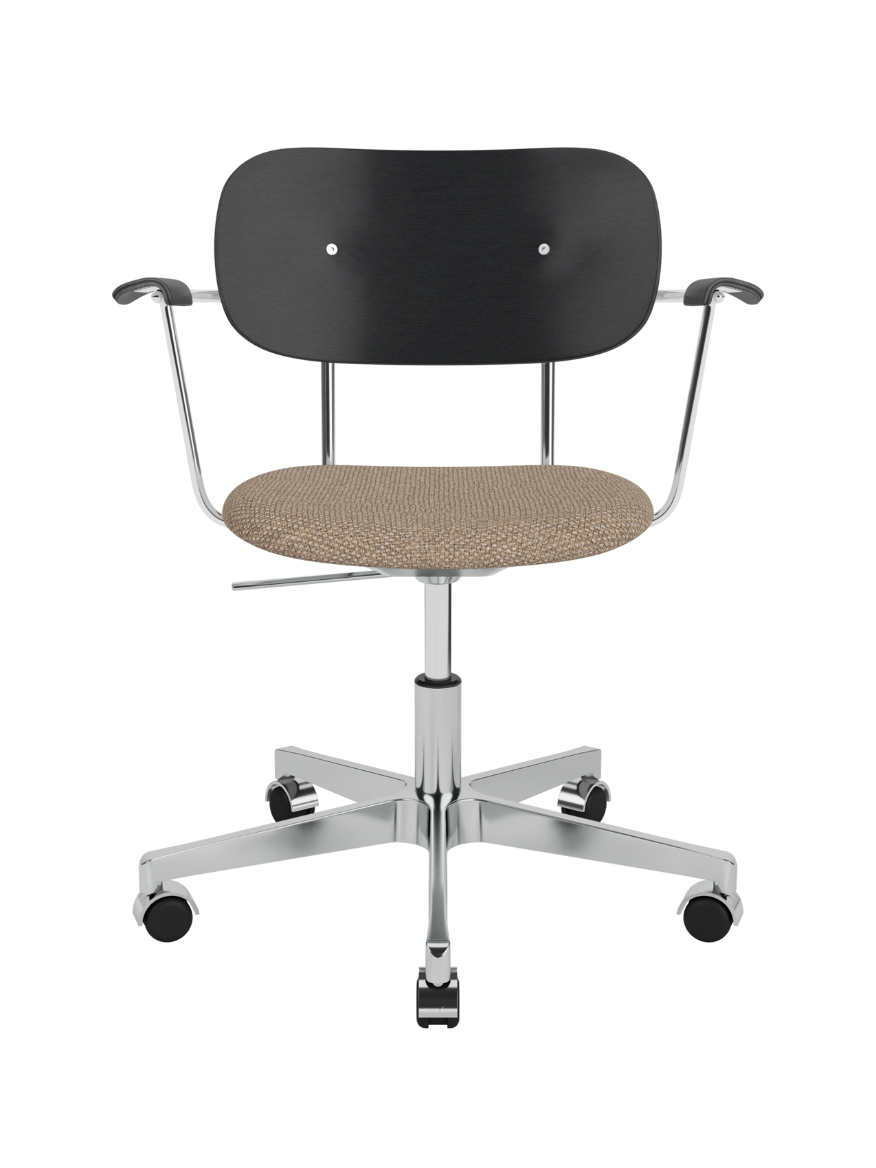 Task Chair, Upholstered Seat with Armrests ¨C Polished Aluminium Base