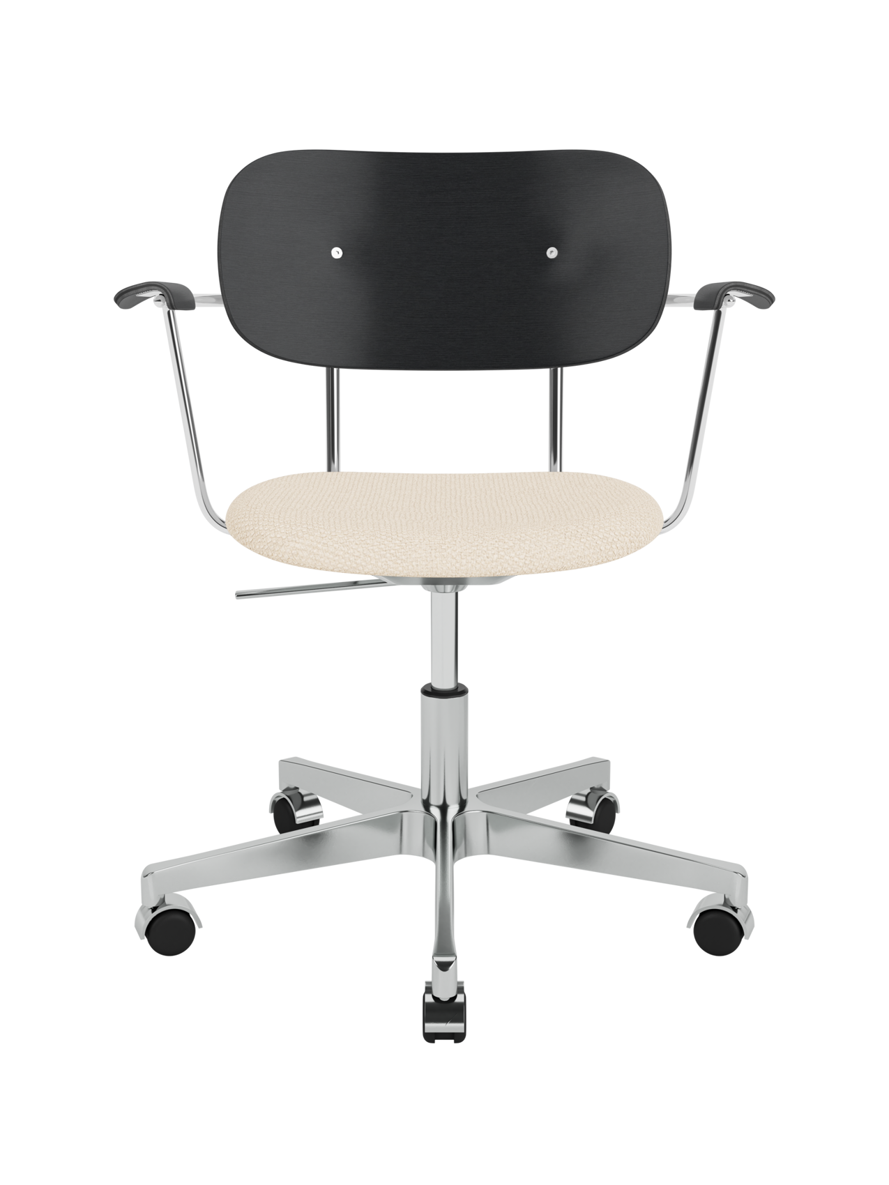 Task Chair, Upholstered Seat with Armrests ¨C Polished Aluminium Base