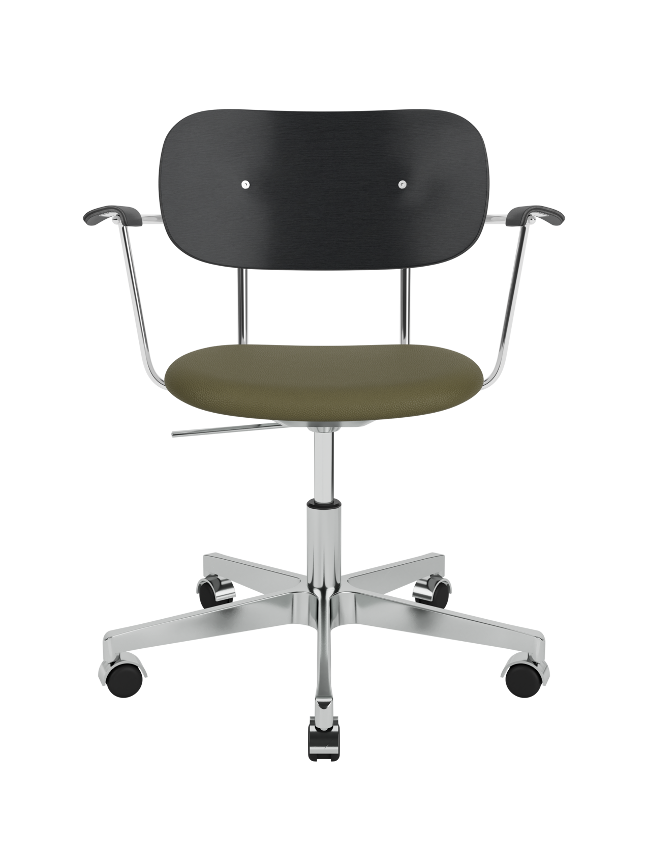 Task Chair, Upholstered Seat with Armrests ¨C Polished Aluminium Base